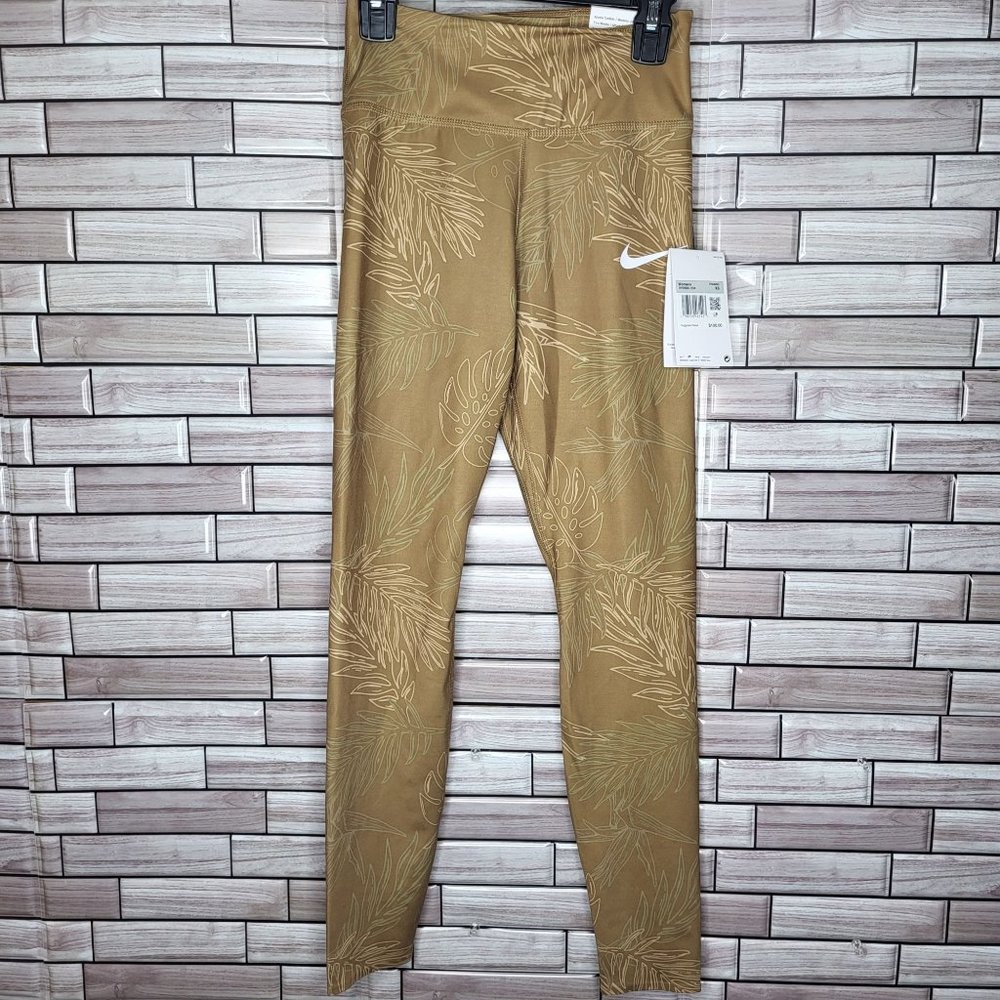 New Nike One Luxe Women's XS Mid-Rise 7/8 Leggings‎ DV9680-258 DRI-FIT Brown
